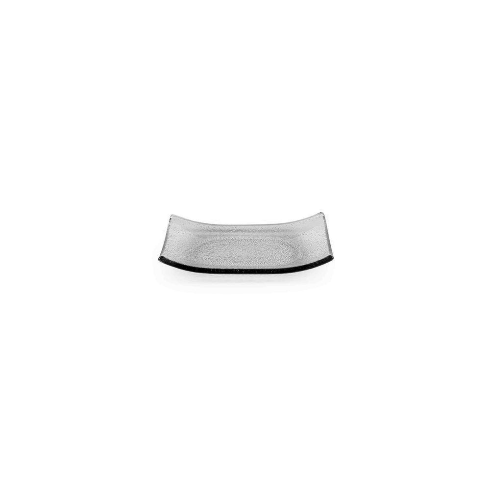 Turgla Fusion Glass 7.75" x 5" x h:0.75" Rectangular Charcoal Glass Platter