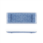 Turgla Fusion Glass 13.75" x 5" x h:0.5" Rectangular Blue Glass Platter