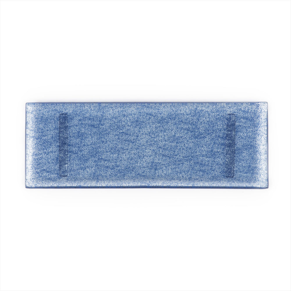 Turgla Fusion Glass 13.75" x 5" x h:0.5" Rectangular Blue Glass Platter