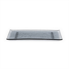 Turgla Fusion Glass 13.75" x 5" x h:0.5" Rectangular Charcoal Glass Platter