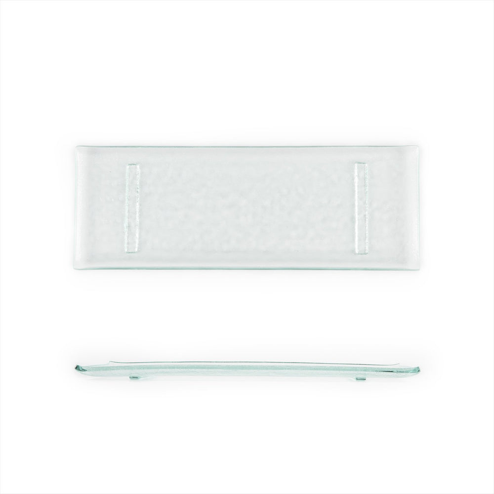Turgla Fusion Glass 13.75" x 5" x h:0.5" Rectangular Clear Glass Platter