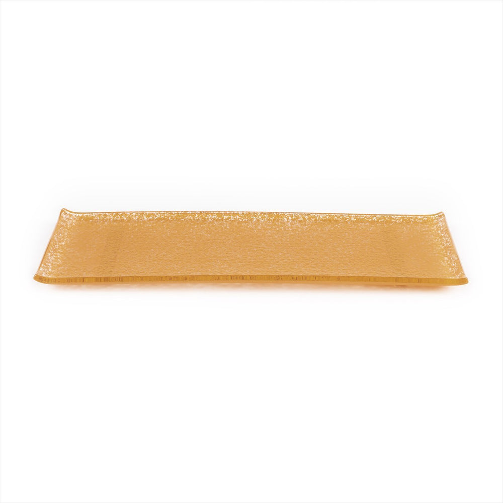 Turgla Fusion Glass 13.75" x 5" x h:0.5" Rectangular Orange Glass Platter