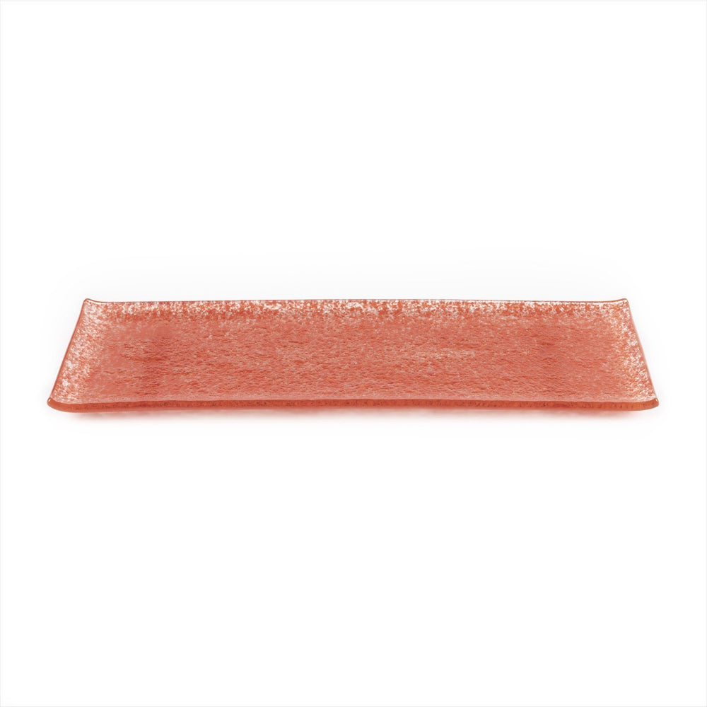 Turgla Fusion Glass 13.75" x 5" x h:0.5" Rectangular Red Glass Platter