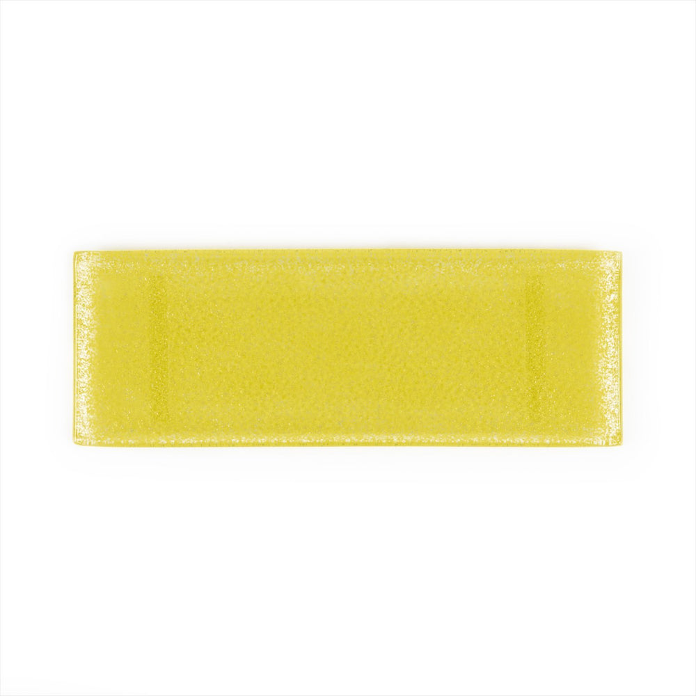 Turgla Fusion Glass 13.75" x 5" x h:0.5" Rectangular Yellow Glass Platter