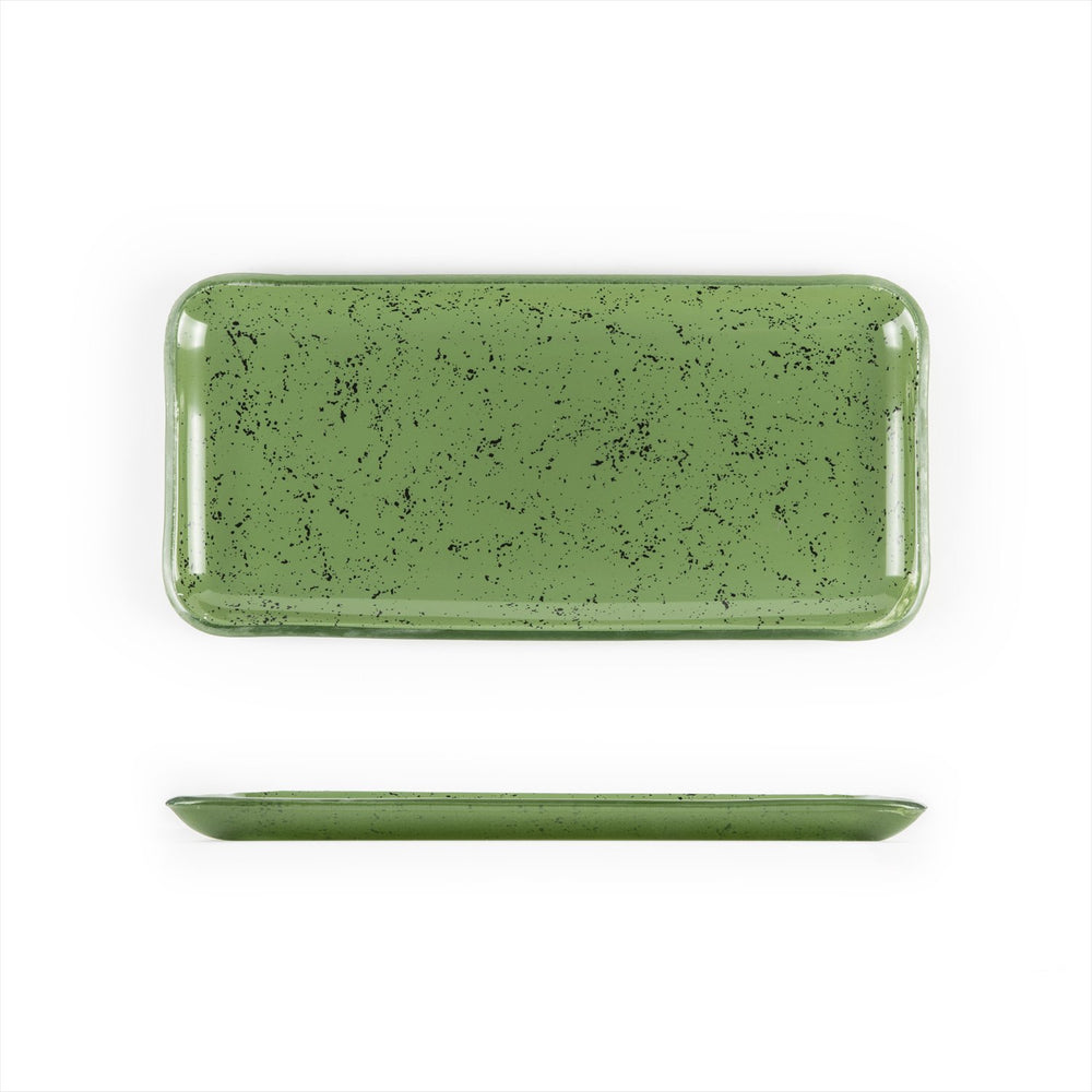 Turgla Fusion Glass 12.25" x 6" x h:1" Rectangular Agave Glass Platter
