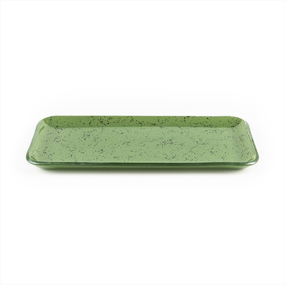 Turgla Fusion Glass 12.25" x 6" x h:1" Rectangular Agave Glass Platter