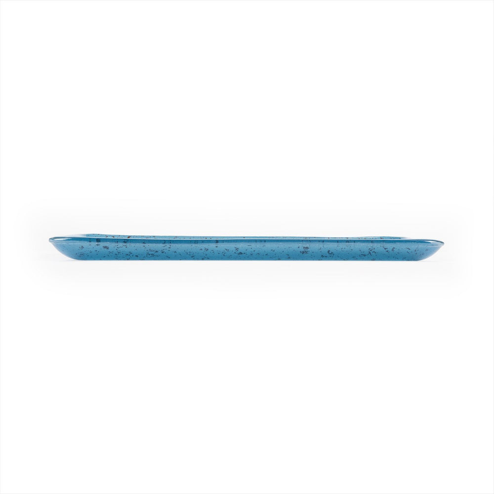 Turgla Fusion Glass 12.25" x 6" x h:1" Rectangular Blue Glass Platter