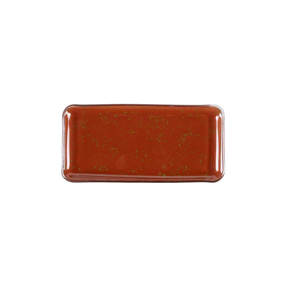 Turgla Fusion Glass 12.25" x 6" x h:1" Rectangular Paprika Glass Platter