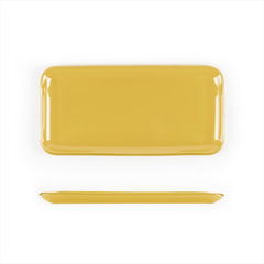 Turgla Fusion Glass 12.25" x 6" x h:1" Rectangular Turmeric Glass Platter