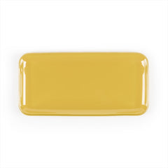 Turgla Fusion Glass 12.25" x 6" x h:1" Rectangular Turmeric Glass Platter