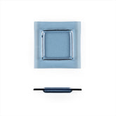 Turgla Fusion Glass 6" x 6" Square Transparent Blue Glass Plate
