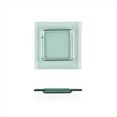 Turgla Fusion Glass 6" x 6" Square Transparent Green Glass Plate