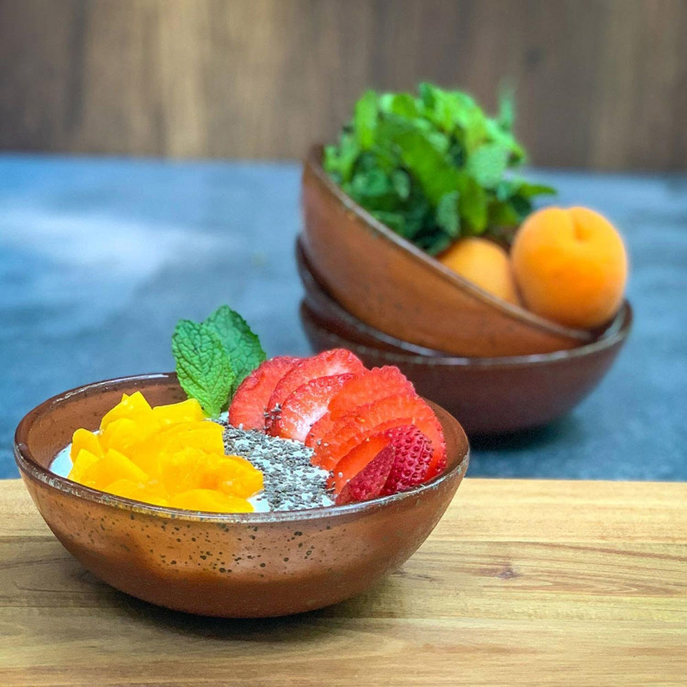 Turgla Fusion Glass dia.5.5" h:2" 14 oz. Round Paprika Glass Bowl