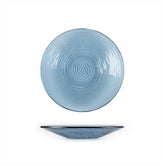 Turgla Fusion Glass dia.11.75" h:1.5" 32 oz. Round Transparent Blue Glass Bowl