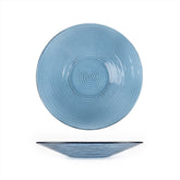 Turgla Fusion Glass dia.13.75" h:2" 58 oz. Round Transparent Blue Glass Bowl