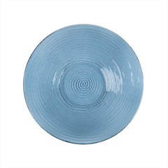Turgla Fusion Glass dia.13.75" h:2" 58 oz. Round Transparent Blue Glass Bowl