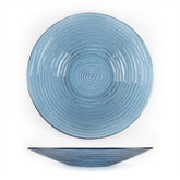 Turgla Fusion Glass dia.17.75" h:3" 4.5 qt. Round Transparent Blue Glass Bowl