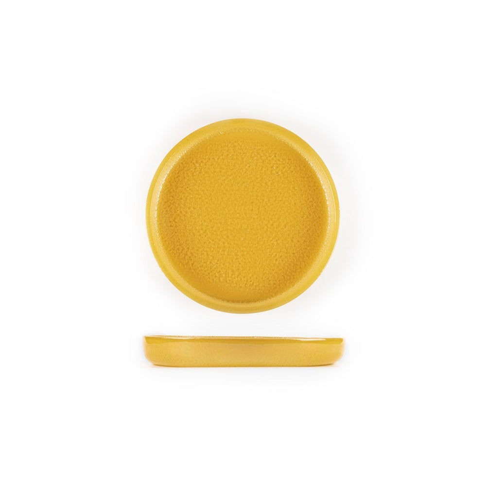 Turgla Fusion Glass dia.9.5" Round Turmeric Glass Plate