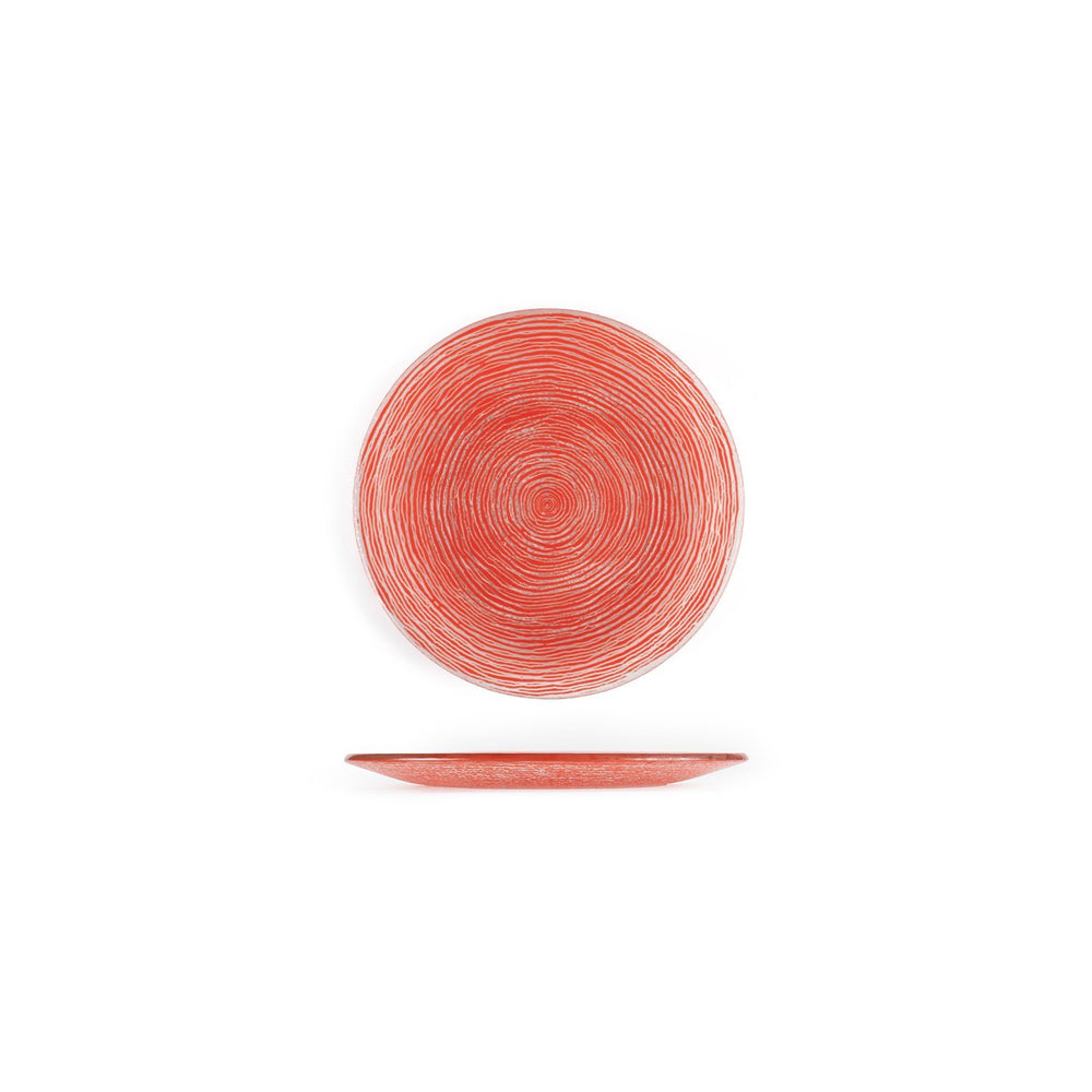 Turgla Fusion Glass dia.7.75" Round Red Glass Plate