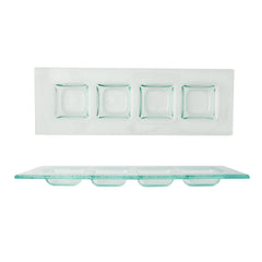Turgla Fusion Glass 11.75" x 4" Rectangular Clear Glass Sectional Plate