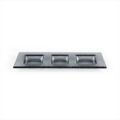 Turgla Fusion Glass 12.25" x 4" Rectangular Charcoal Glass Sectional Plate