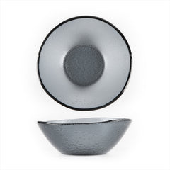 Turgla Fusion Glass dia.7.5" h:2.75" 20 oz. Round Charcoal Glass Bowl