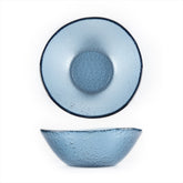 Turgla Fusion Glass dia.7.5" h:2.75" 20 oz. Round Transparent Blue Glass Bowl
