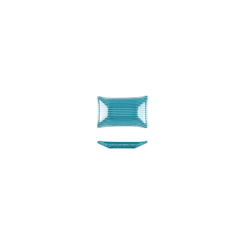 Turgla Fusion Glass 4.25" x 2.5" x h:0.5" 1 oz. Rectangular Blue Glass Ramekin