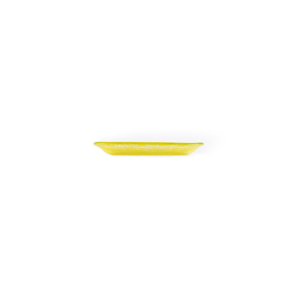 Turgla Fusion Glass 7.75" x 4.25" x h:0.5" Oval Yellow Glass Platter