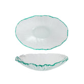 Turgla Fusion Glass 17.75" x 10" x h:3" 64 oz. Oval Clear Glass Deep Plate