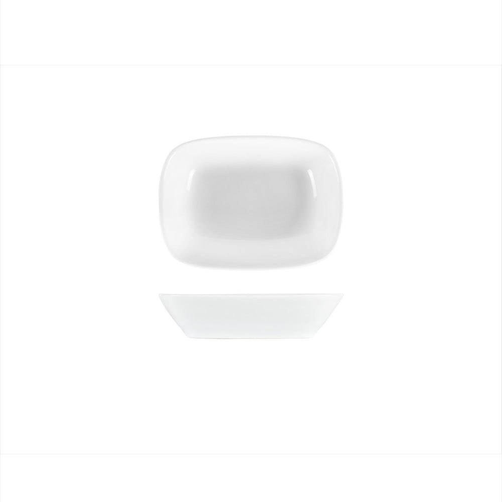 Delta-Coupe 6.5" x 4.75" x h:1.5" 12 oz. Rectangular White Porcelain Deep Plate