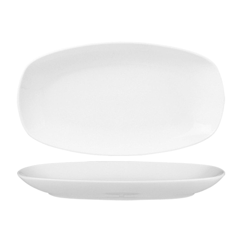 Delta-Coupe 15.75" x 9" x h:1.75" Oval White Porcelain Platter