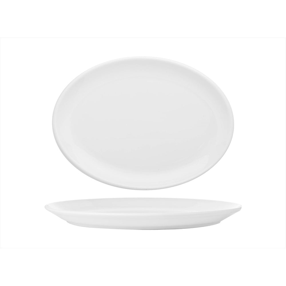 Delta-Coupe 11" x 8" x h:1" Oval White Porcelain Platter