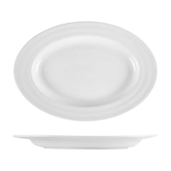 Lizbon 15.25" x 10.5" x h:1.5" Oval White Porcelain Platter