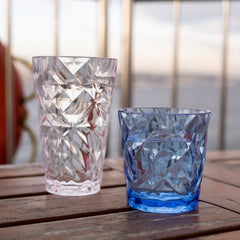Prism dia.3.5" h:3.5" 10 oz. Round Blue Polycarbonate Rocks/Old Fashioned