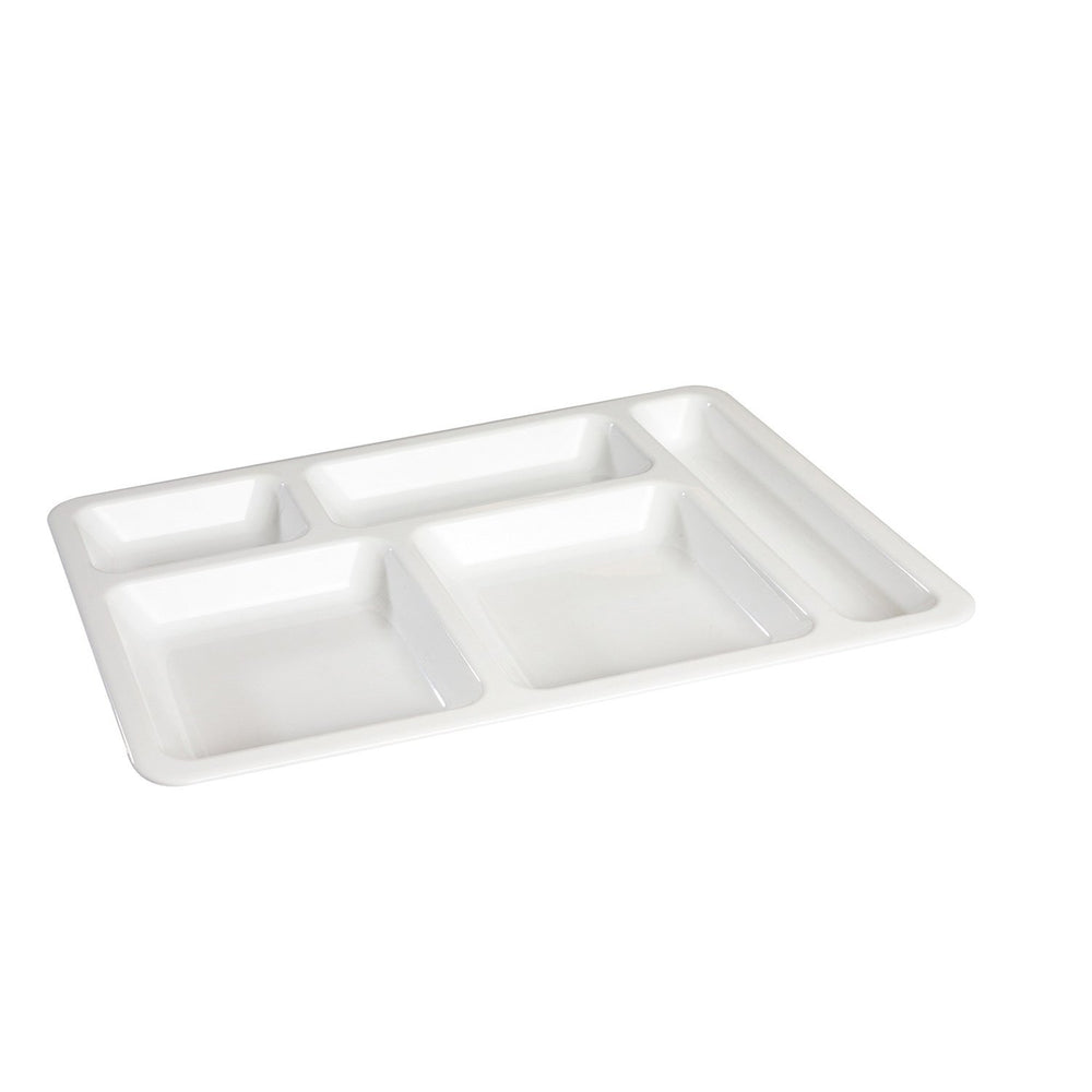 Rubikap Institutional 15.75" x 11" Rectangular White Polycarbonate Compartment Tray