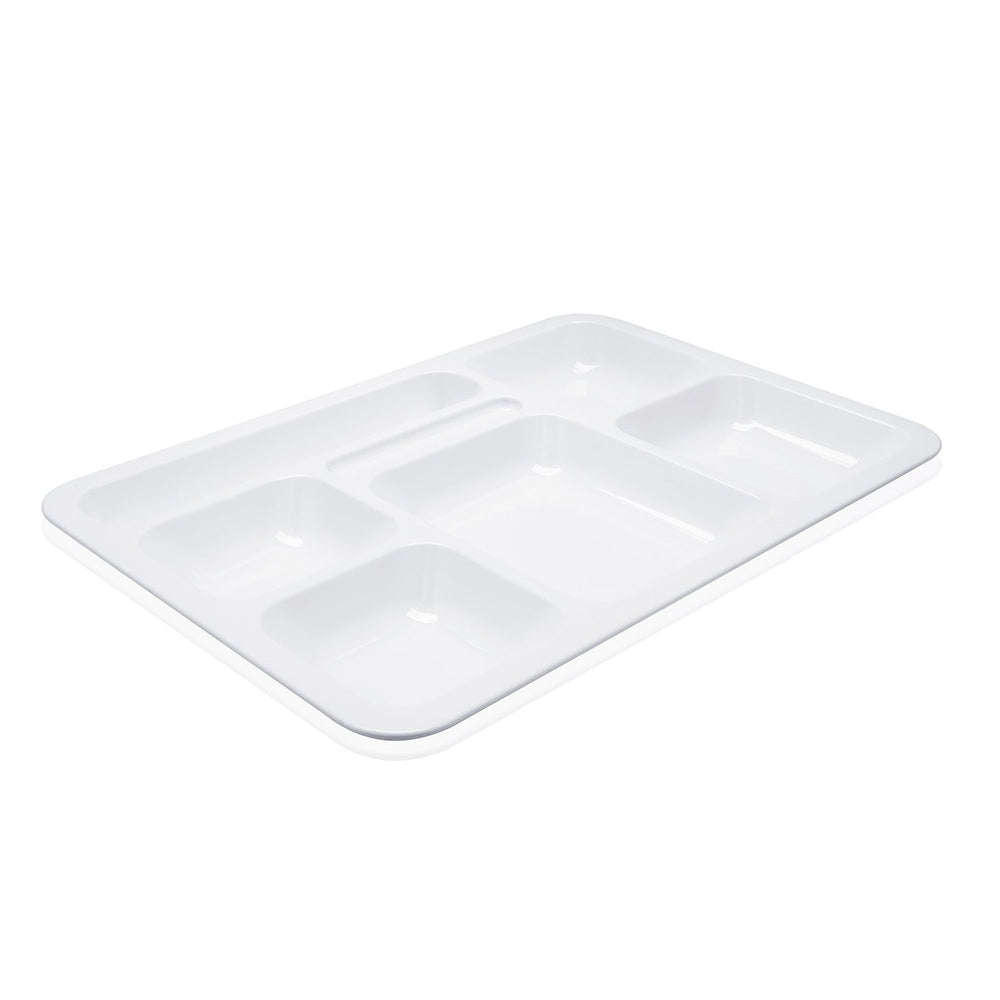 Rubikap Institutional 15.75" x 11" Rectangular White Polycarbonate Compartment Tray