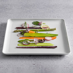 Santa Monica 12.5" x 12.5" x h:1" Square White Porcelain Platter
