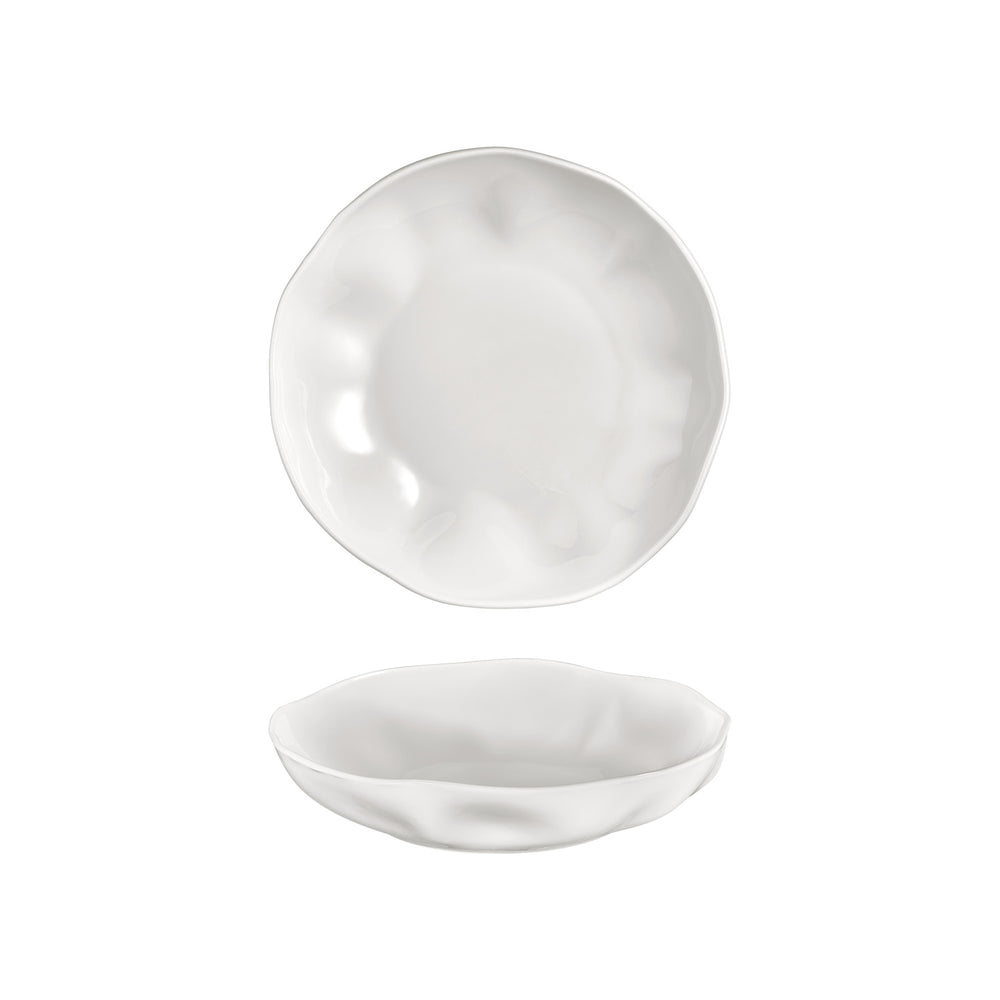 Amorf 9.75" x 9.75" x h:0" 42 oz. Organic Warm White Vitrified Deep Plate