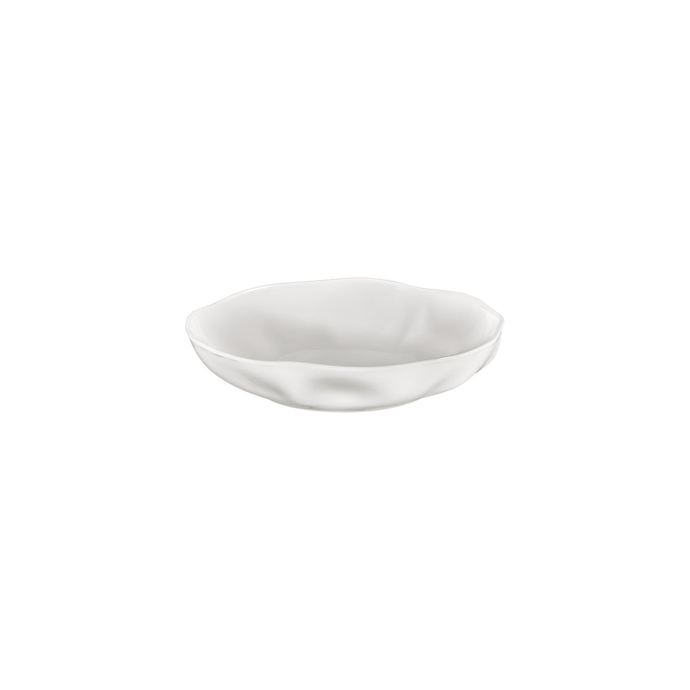 Amorf 9.75" x 9.75" x h:0" 42 oz. Organic Warm White Vitrified Deep Plate
