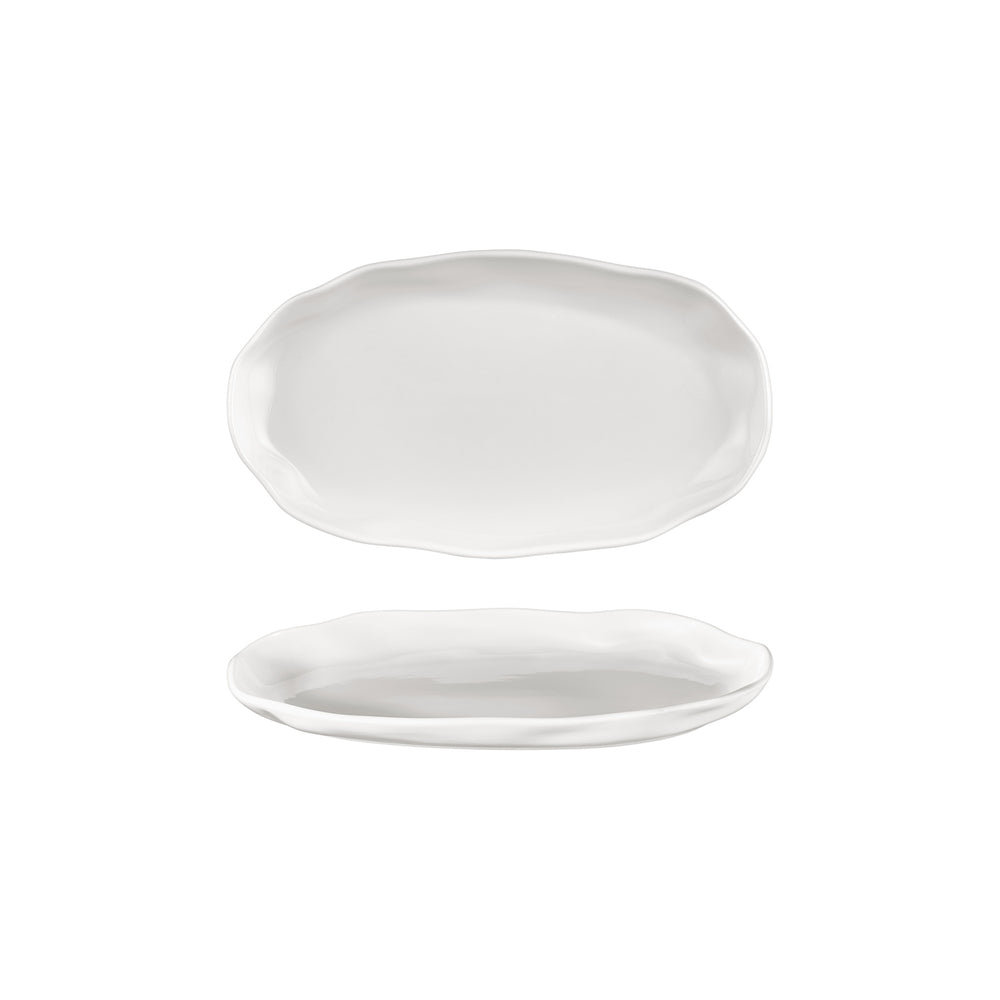 Amorf 11.5" x 6.5" Organic Warm White Vitrified Plate
