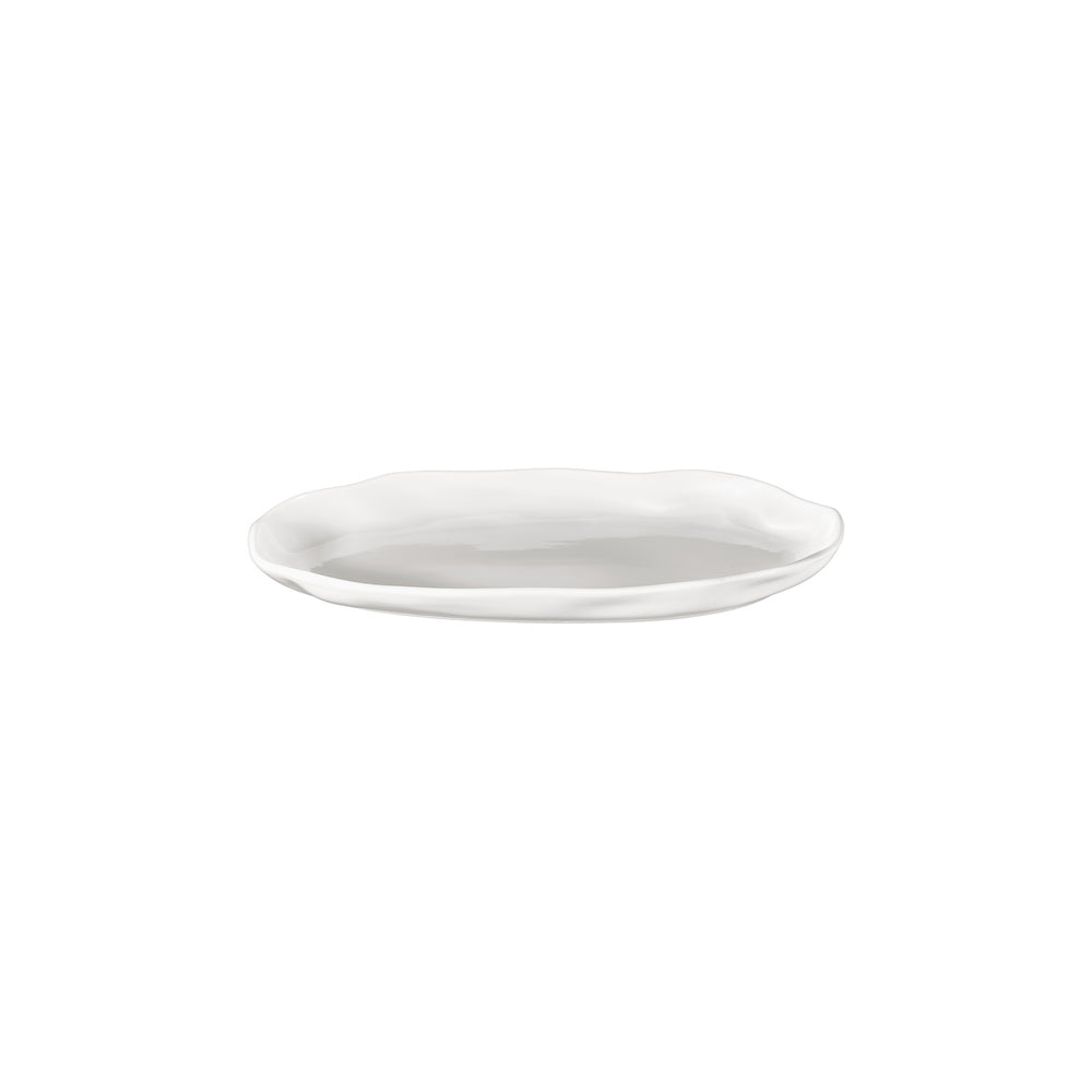 Amorf 11.5" x 6.5" Organic Warm White Vitrified Plate