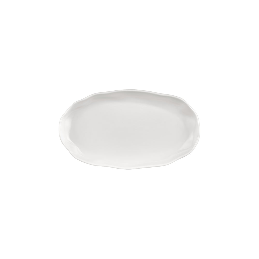 Amorf 11.5" x 6.5" Organic Warm White Vitrified Plate