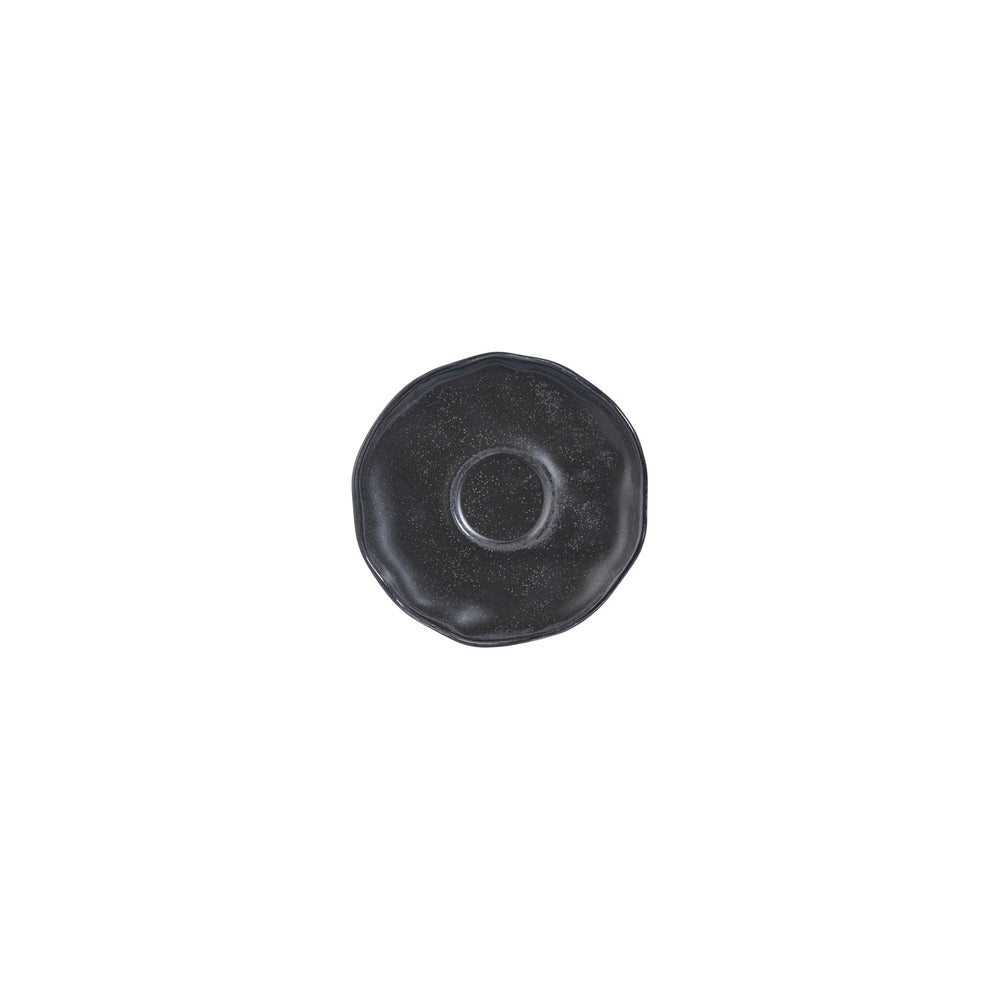 Amorf Notte 6.25" x 6.25" x h:0" Organic Black Vitrified Saucer