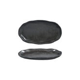 Amorf Notte 11.5" x 6.5" Organic Black Vitrified Plate