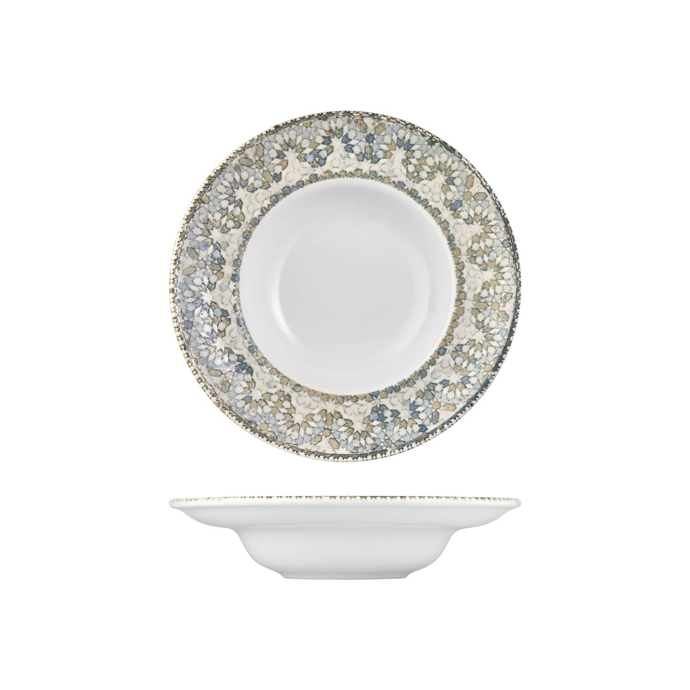 Azora dia.10.75" h:0" 17 oz. Round Decorated Vitrified Deep Plate