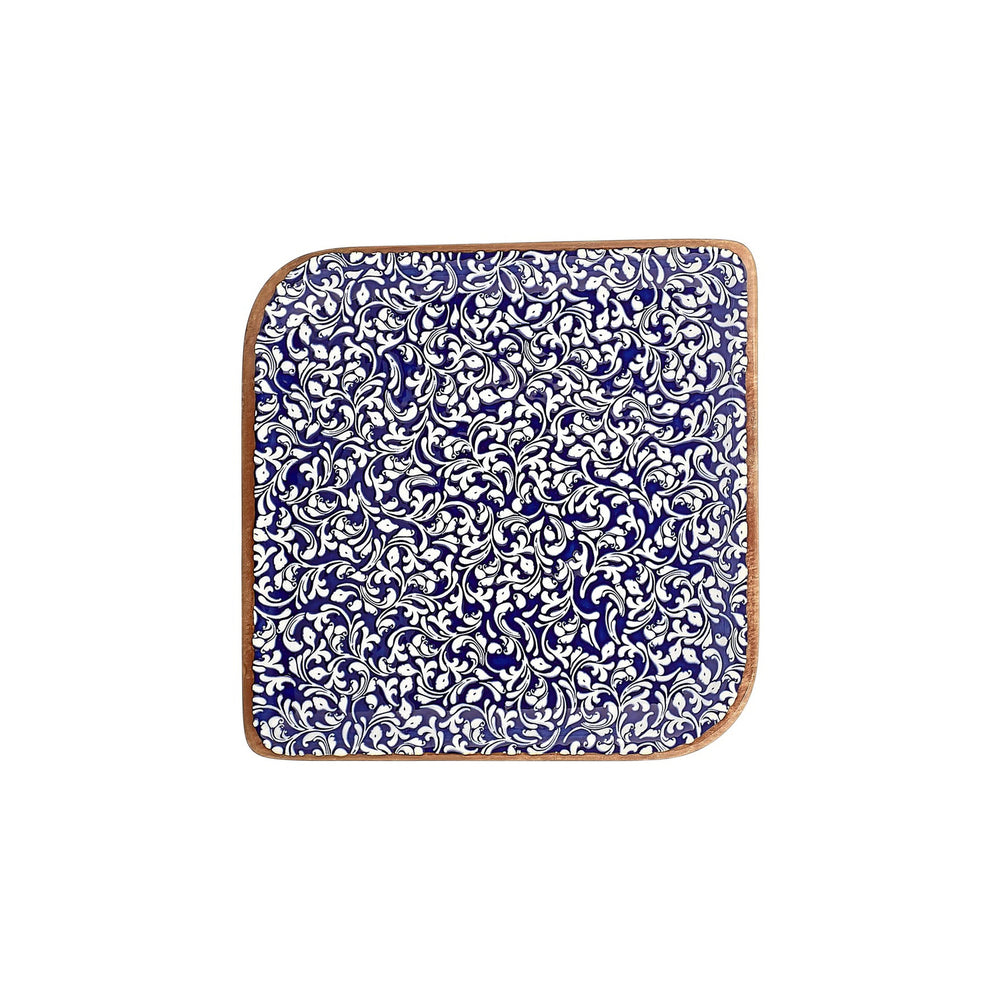 Edera Cobalt 11" x 11" Square Blue Vitrified Plate