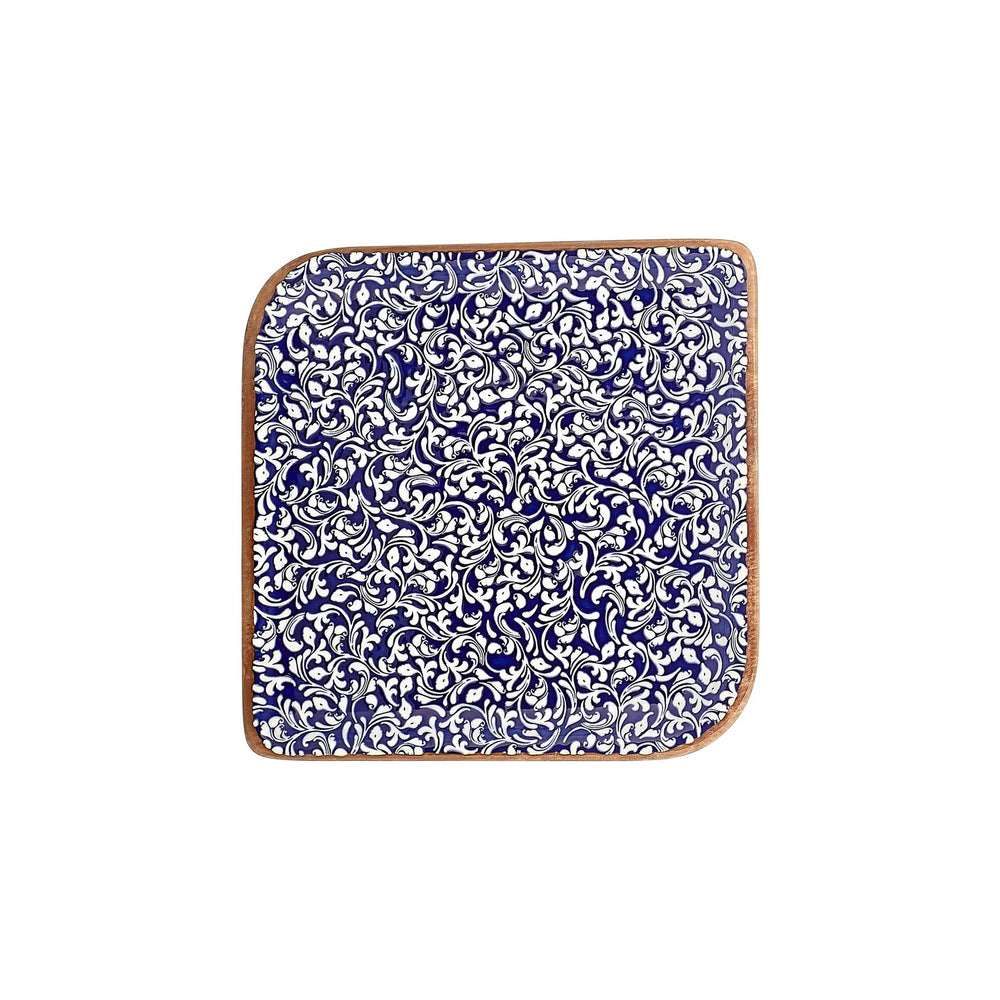 Edera Cobalt 11" x 11" Square Blue Vitrified Plate