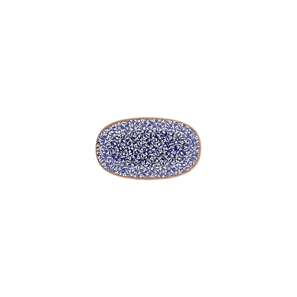 Edera Cobalt 7.5" x 4.25" x h:1" Oval Blue Vitrified Platter