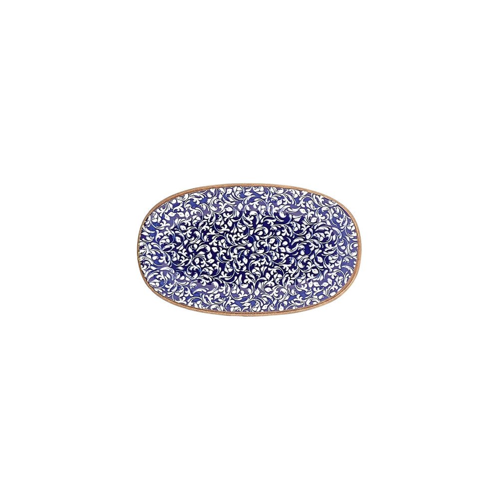 Edera Cobalt 9.5" x 5.75" x h:1" Oval Blue Vitrified Platter